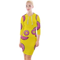 Background Donuts Sweet Food Quarter Sleeve Hood Bodycon Dress by Alisyart
