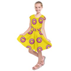 Background Donuts Sweet Food Kids  Short Sleeve Dress by Alisyart