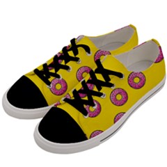 Background Donuts Sweet Food Men s Low Top Canvas Sneakers by Alisyart