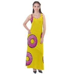 Background Donuts Sweet Food Sleeveless Velour Maxi Dress