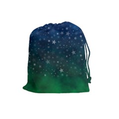 Background Blue Green Stars Night Drawstring Pouch (large) by Alisyart