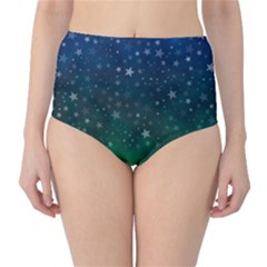 Background Blue Green Stars Night Classic High-waist Bikini Bottoms by Alisyart