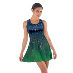 Background Blue Green Stars Night Cotton Racerback Dress by Alisyart