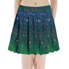 Background Blue Green Stars Night Pleated Mini Skirt