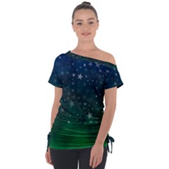 Background Blue Green Stars Night Tie-up Tee