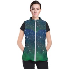 Background Blue Green Stars Night Women s Puffer Vest