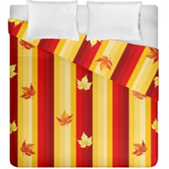 Autumn Fall Leaves Vertical Duvet Cover Double Side (king Size) by Alisyart