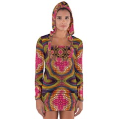 Kaleidoscope Art Pattern Ornament Long Sleeve Hooded T-shirt by Pakrebo