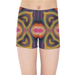 Kaleidoscope Art Pattern Ornament Kids  Sports Shorts by Pakrebo