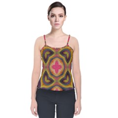 Kaleidoscope Art Pattern Ornament Velvet Spaghetti Strap Top by Pakrebo