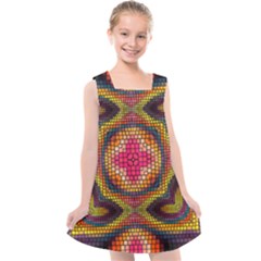 Kaleidoscope Art Pattern Ornament Kids  Cross Back Dress