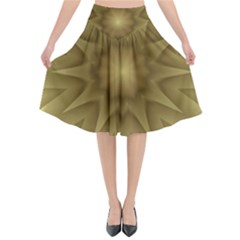 Background Pattern Golden Yellow Flared Midi Skirt by Pakrebo