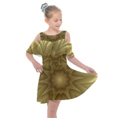 Background Pattern Golden Yellow Kids  Shoulder Cutout Chiffon Dress