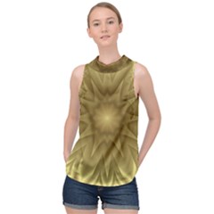 Background Pattern Golden Yellow High Neck Satin Top