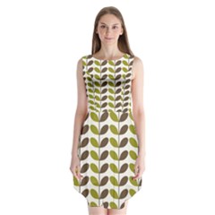 Leaf Plant Pattern Seamless Sleeveless Chiffon Dress   by Pakrebo