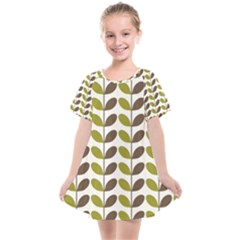 Leaf Plant Pattern Seamless Kids  Smock Dress