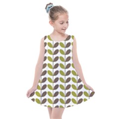 Leaf Plant Pattern Seamless Kids  Summer Dress