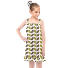 Leaf Plant Pattern Seamless Kids  Overall Dress