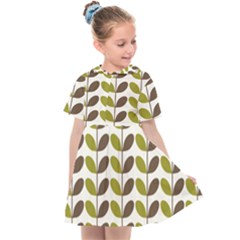 Leaf Plant Pattern Seamless Kids  Sailor Dress