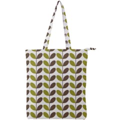 Leaf Plant Pattern Seamless Double Zip Up Tote Bag