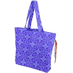 Decor Pattern Blue Curved Line Drawstring Tote Bag