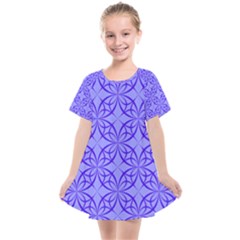 Decor Pattern Blue Curved Line Kids  Smock Dress