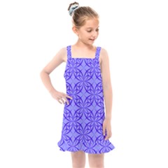 Decor Pattern Blue Curved Line Kids  Overall Dress by Pakrebo