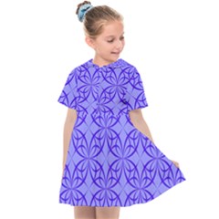 Decor Pattern Blue Curved Line Kids  Sailor Dress