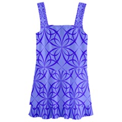 Decor Pattern Blue Curved Line Kids  Layered Skirt Swimsuit