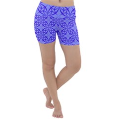 Decor Pattern Blue Curved Line Lightweight Velour Yoga Shorts