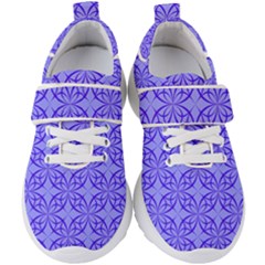 Decor Pattern Blue Curved Line Kids  Velcro Strap Shoes