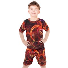 Background Fractal Abstract Kids  Tee And Shorts Set