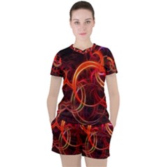 Background Fractal Abstract Women s Tee And Shorts Set