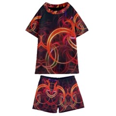 Background Fractal Abstract Kids  Swim Tee And Shorts Set