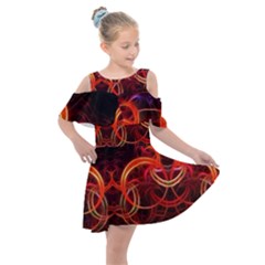 Background Fractal Abstract Kids  Shoulder Cutout Chiffon Dress