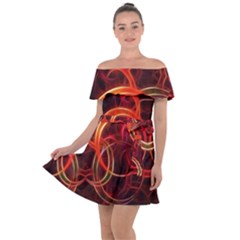 Background Fractal Abstract Off Shoulder Velour Dress