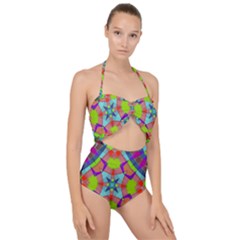 Farbenpracht Kaleidoscope Pattern Scallop Top Cut Out Swimsuit