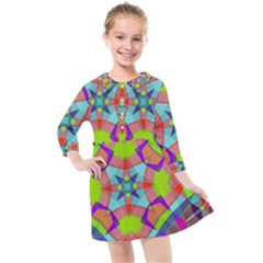 Farbenpracht Kaleidoscope Pattern Kids  Quarter Sleeve Shirt Dress
