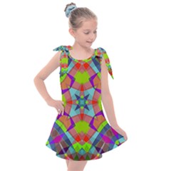 Farbenpracht Kaleidoscope Pattern Kids  Tie Up Tunic Dress