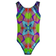 Farbenpracht Kaleidoscope Pattern Kids  Cut-out Back One Piece Swimsuit