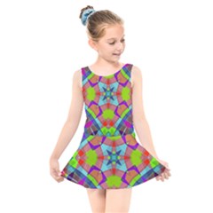 Farbenpracht Kaleidoscope Pattern Kids  Skater Dress Swimsuit