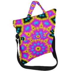 Background Fractal Structure Fold Over Handle Tote Bag