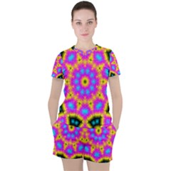 Background Fractal Structure Women s Tee And Shorts Set