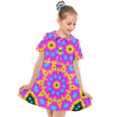 Background Fractal Structure Kids  Short Sleeve Shirt Dress