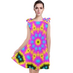 Background Fractal Structure Tie Up Tunic Dress