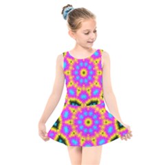 Background Fractal Structure Kids  Skater Dress Swimsuit