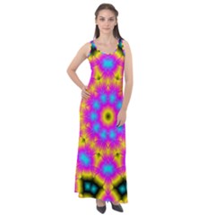 Background Fractal Structure Sleeveless Velour Maxi Dress