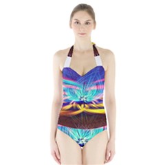 Colorful Chakra Lsd Spirituality Halter Swimsuit by Pakrebo