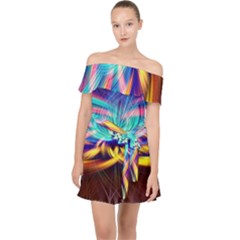 Colorful Chakra Lsd Spirituality Off Shoulder Chiffon Dress by Pakrebo