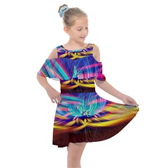 Colorful Chakra Lsd Spirituality Kids  Shoulder Cutout Chiffon Dress